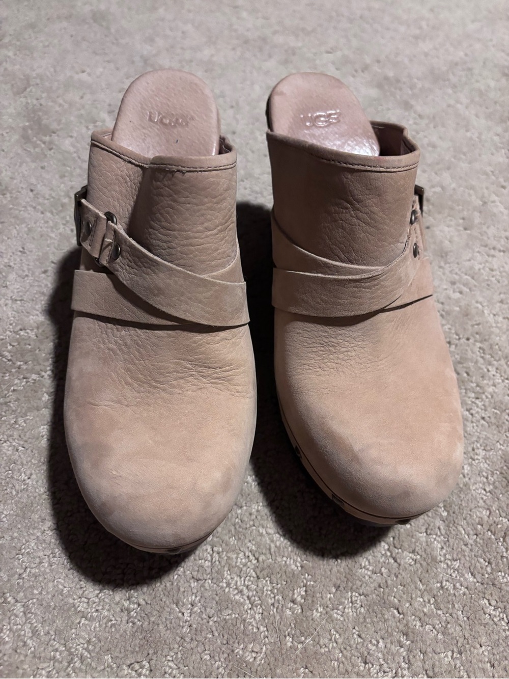 UGG Women's Blush Suede Slip-On Mule Clogs with Buckle Strap